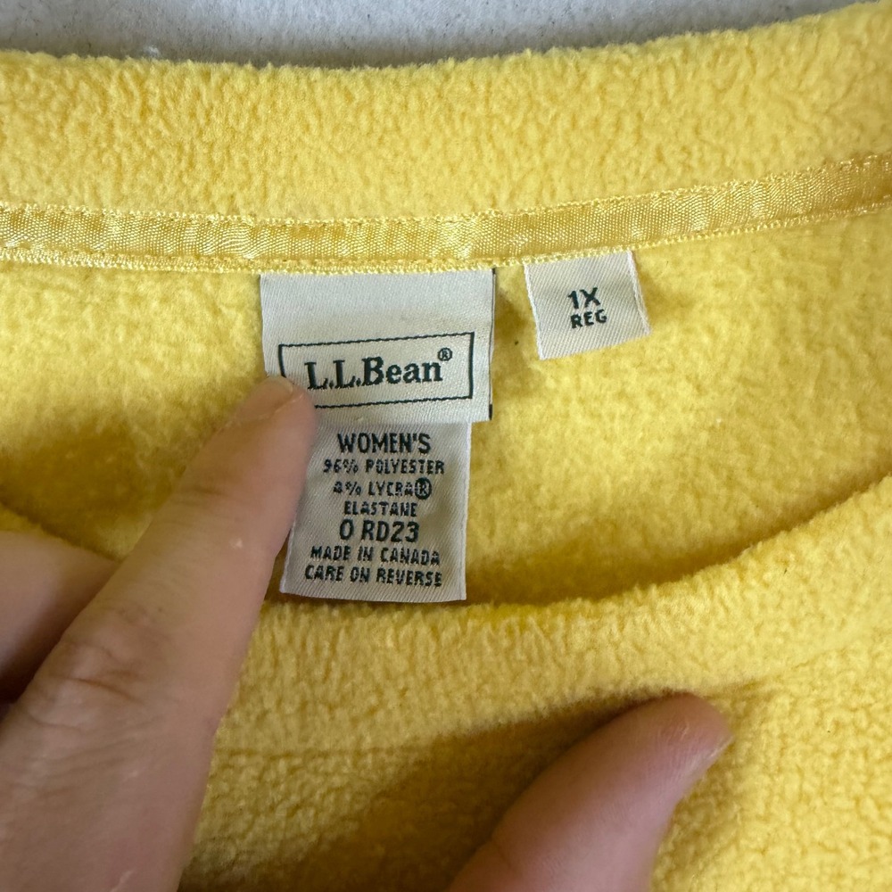 LL Bean Womens Fleece Pullover Top Yellow Crew Neck Long Sleeve 1X ORD23 - Picture 3 of 4